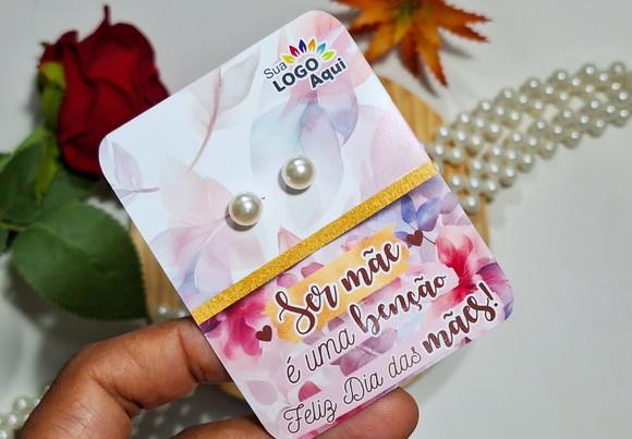 Tag com Brinco Pérola Dia das Mães Lembrancinha Dia das Mães