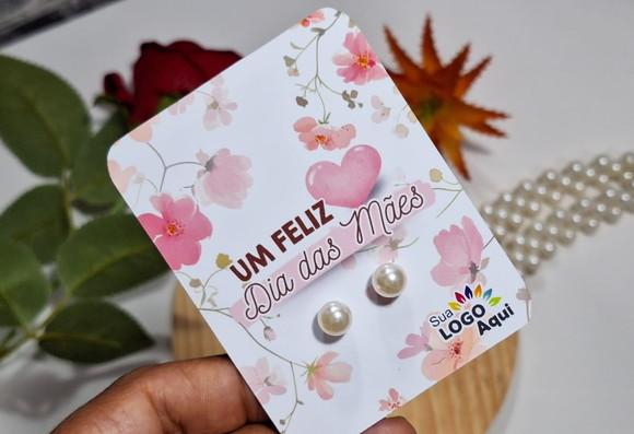 Tag com Brinco Pérola Dia das Mães Lembrancinha Dia das Mães