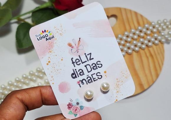 Tag com Brinco Pérola Dia das Mães Lembrancinha Dia das Mães