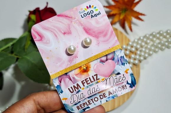 Tag com Brinco Pérola Dia das Mães Lembrancinha Dia das Mães