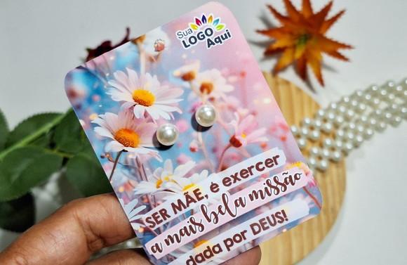 Tag com Brinco Pérola Dia das Mães Lembrancinha Dia das Mães