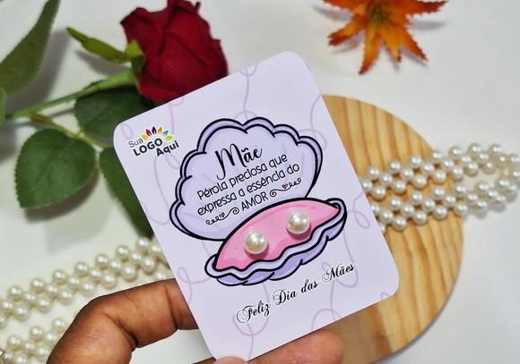 Tag com Brinco Pérola Dia das Mães Lembrancinha Dia das Mães