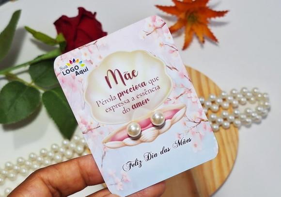 Tag com Brinco Pérola Dia das Mães Lembrancinha Dia das Mães