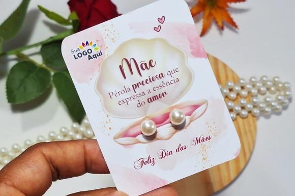 Tag com Brinco Pérola Dia das Mães Lembrancinha Dia das Mães