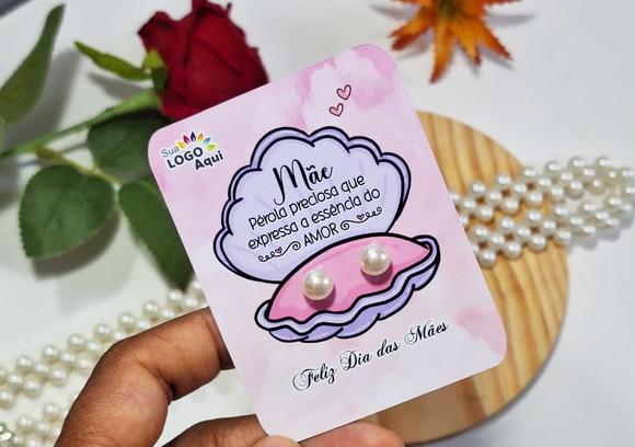 Tag com Brinco Pérola Dia das Mães Lembrancinha Dia das Mães