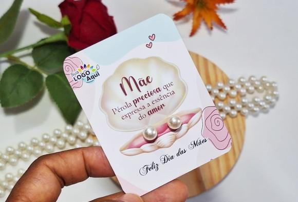 Tag com Brinco Pérola Dia das Mães Lembrancinha Dia das Mães