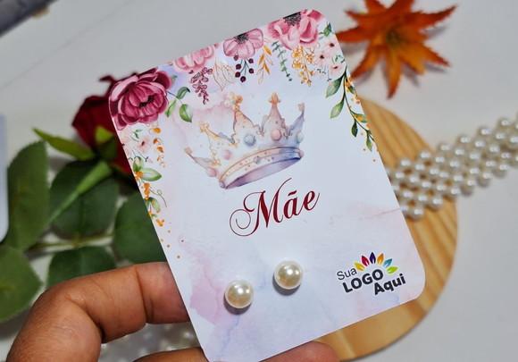 Tag com Brinco Pérola Dia das Mães Lembrancinha Dia das Mães