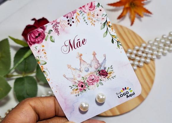 Tag com Brinco Pérola Dia das Mães Lembrancinha Dia das Mães