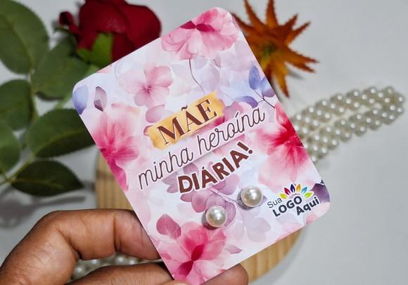Tag com Brinco Pérola Dia das Mães Lembrancinha Dia das Mães