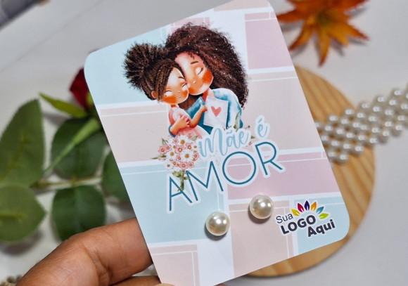 Tag com Brinco Pérola Dia das Mães Lembrancinha Dia das Mães