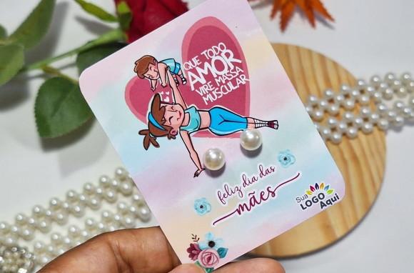 Tag com Brinco Pérola Dia das Mães Lembrancinha Dia das Mães