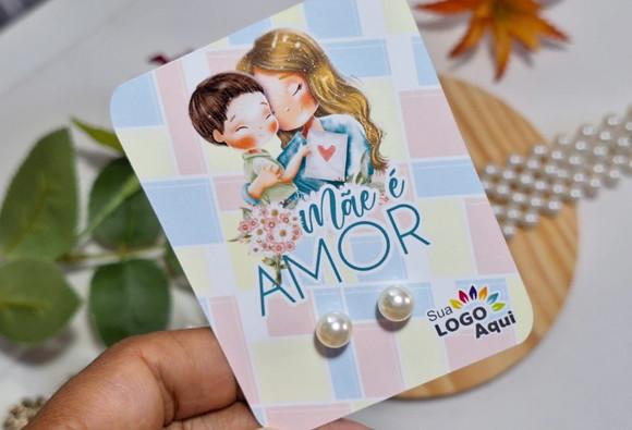 Tag com Brinco Pérola Dia das Mães Lembrancinha Dia das Mães