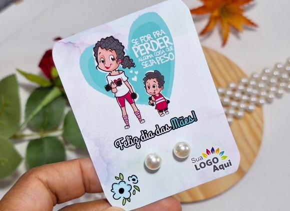 Tag com Brinco Pérola Dia das Mães Lembrancinha Dia das Mães