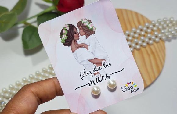 Tag com Brinco Pérola Dia das Mães Lembrancinha Dia das Mães