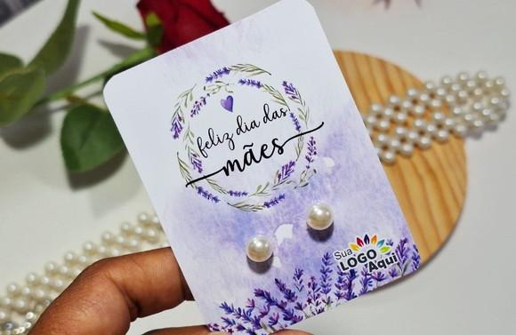 Tag com Brinco Pérola Dia das Mães Lembrancinha Dia das Mães