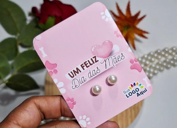 Tag com Brinco Pérola Dia das Mães Lembrancinha Dia das Mães