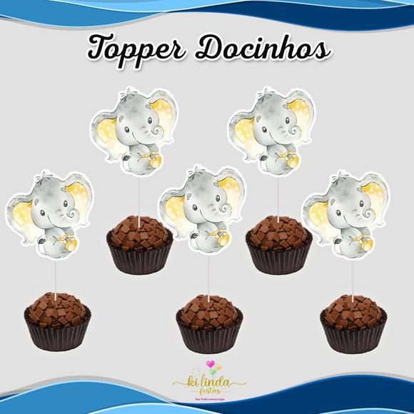 Topper para Docinho Elefante Amarelo
