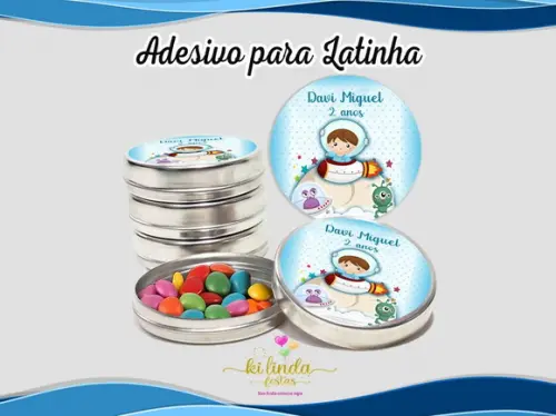 Adesivo Redondo Latinha Astronauta
