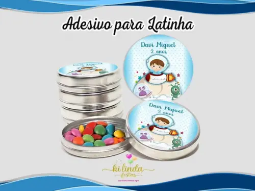 Adesivo Redondo Latinha Astronauta