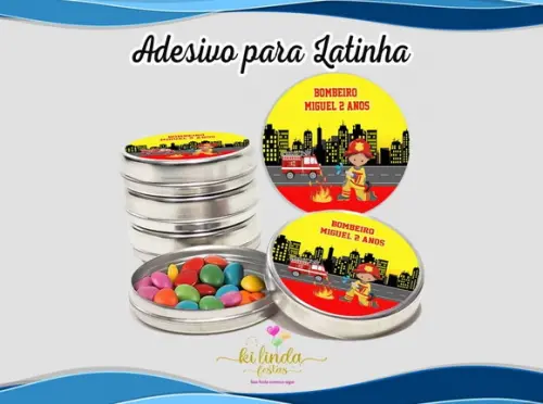 Adesivo Redondo Latinha Bombeiros