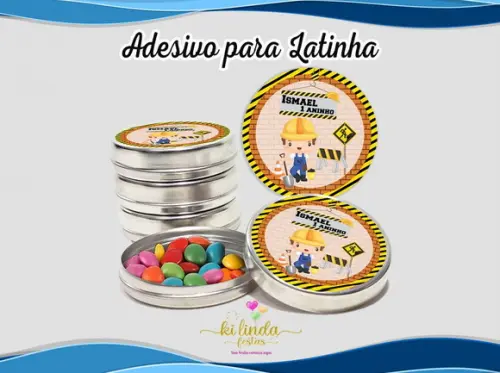 Adesivo Redondo Latinha Construção