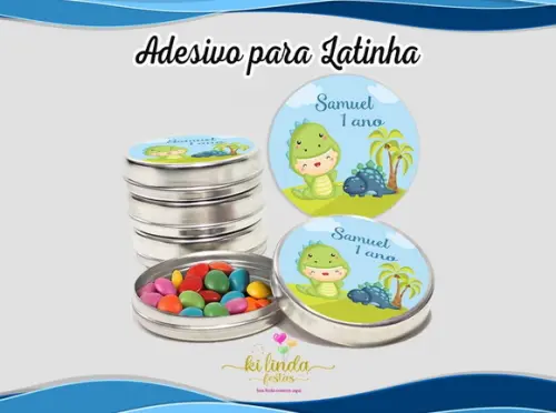 Adesivo Redondo Latinha Dino Baby