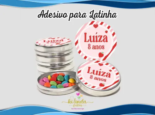Adesivo Redondo Latinha Morango do Amor