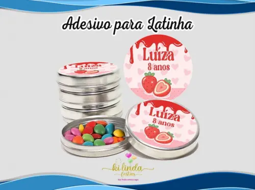Adesivo Redondo Latinha Morango do Amor