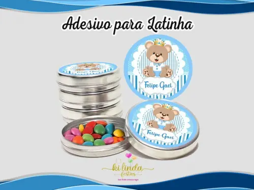 Adesivo Redondo Latinha Ursinho