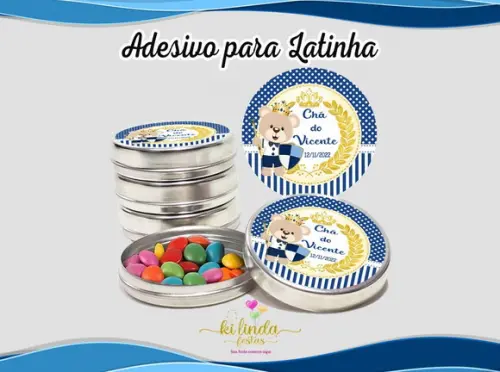 Adesivo Redondo Latinha Ursinho