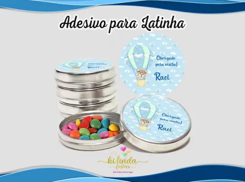 Adesivo Redondo para Latinha Urso Baloeiro