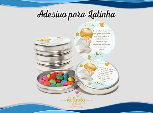 Adesivo Redondo para Latinha Batizado