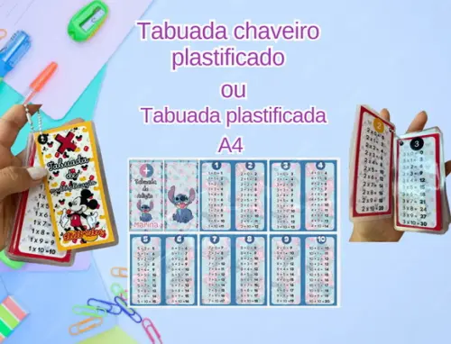 Arquivo Digital Molde Gabarito Tabuada Editável no Canva
