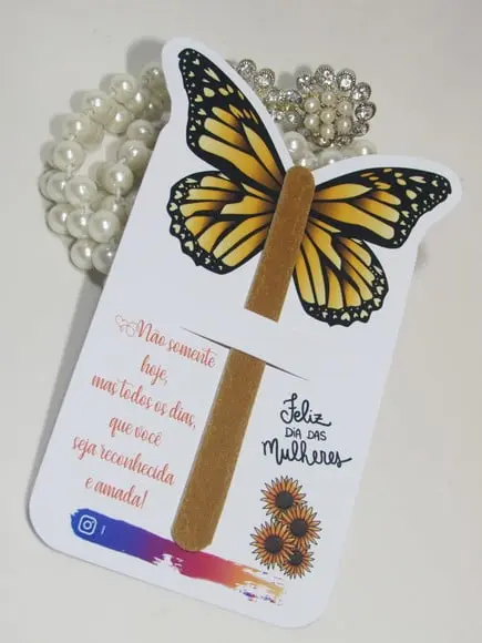 Cartão com Mini Lixa Lembrancinha Dia das Mulheres