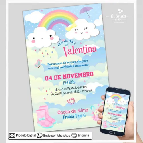 Convite Digital Chá de Bebê Chuva de Amor