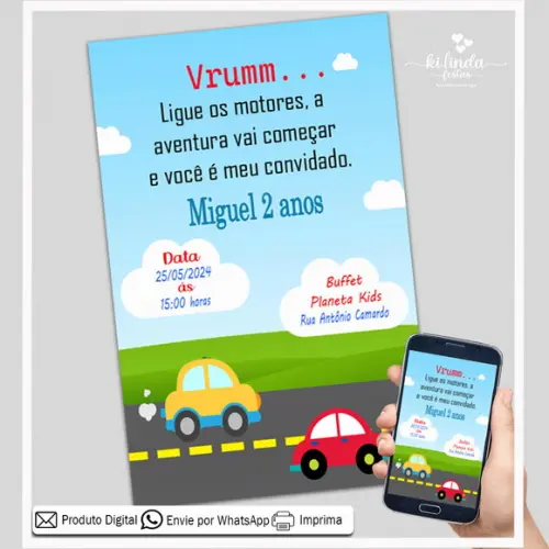 Convite Digital Carrinhos