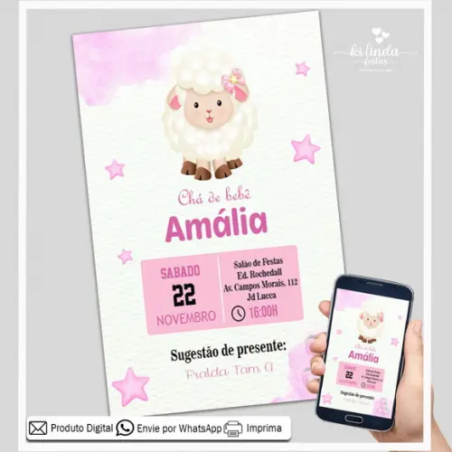 Convite Digital Chá de Bebê Ovelhinha