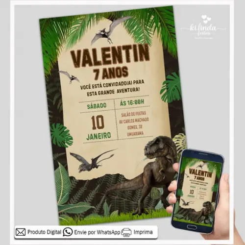 Convite Digital Dinossauro