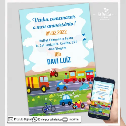 Convite Digital Meios de Transportes