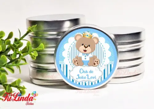 Latinha Ursinho Azul Chá de Bebê