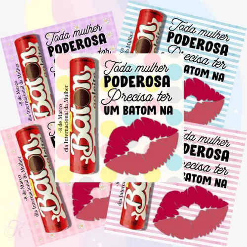 Lembrancinha Card Batom Dia das Mulheres