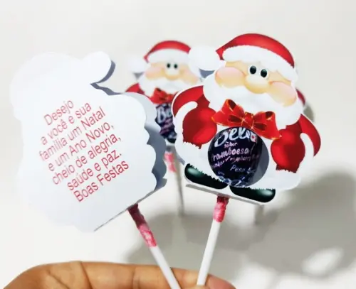 Lembrancinha de Natal Capa para Pirulito Papai Noel