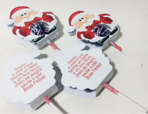 Lembrancinha de Natal Capa para Pirulito Papai Noel