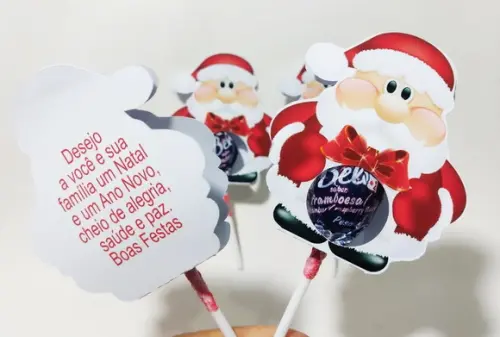 Lembrancinha de Natal Capa para Pirulito Papai Noel