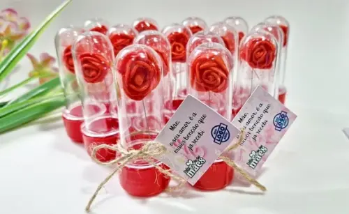 Lembrancinha Dia das Mães Mini Rosa de Eva no Tubete
