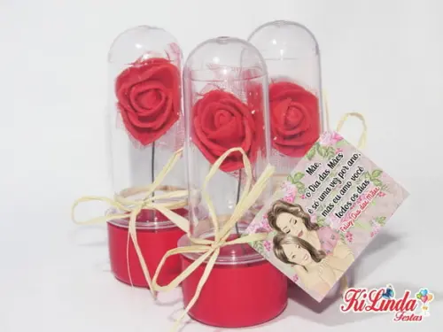 Lembrancinha Dia das Mães Mini Rosa de Eva no Tubete