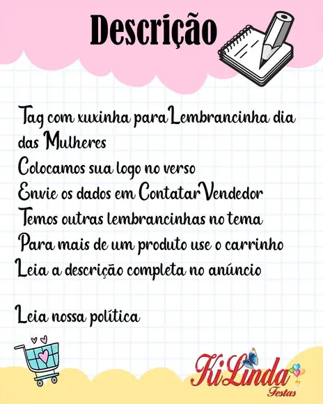 Lembrancinha Dia das Mulheres Tag com Xuxinha para Cabelo