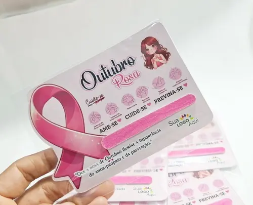 Lembrancinha Outubro Rosa Mini Lixa