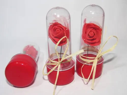 Mini Rosa no Tubete Lembrancinha dia das Mulheres
