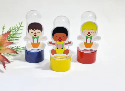 Mini Tubete com Aplique 3d Palhacinhos Cute